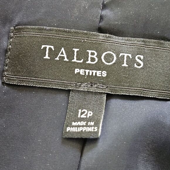 Talbots Black Wool Blend Pinstripe Blazer Jacket Size 12 PETITES Career Classic - Picture 6 of 7